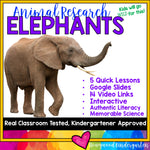 Elephants . 5 days of awesome research mixed w/ literacy skills, videos, & FUN!